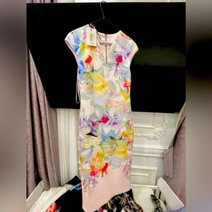 Ted baker size 2 pink floral midi dress new
